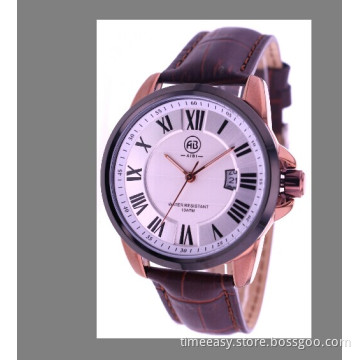 Genuine Crown Leather Watch with Japan Movement
